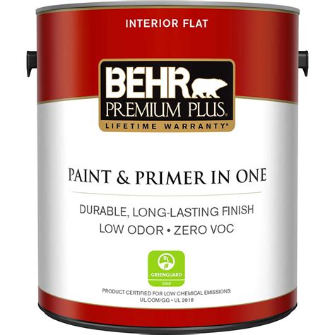 BEHR PREMIUM PLUS Interior Paint & Primer offers exceptional durability and hide with a finish that resists mildew and stains. . Behr paint and primer in one